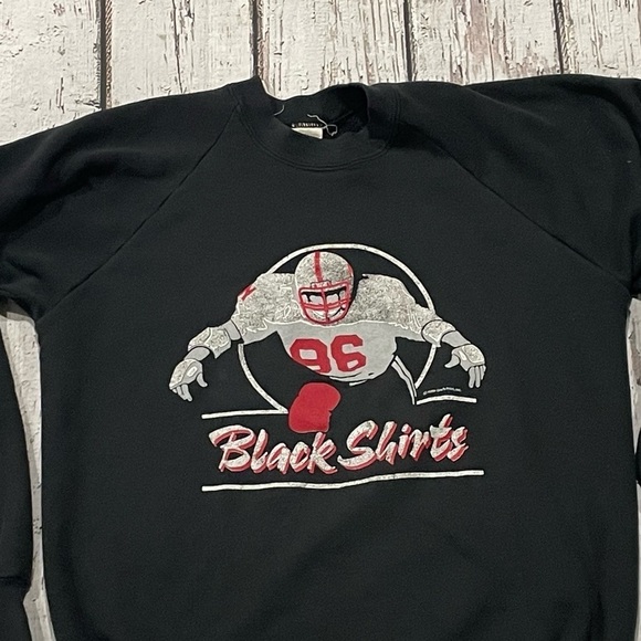 Vintage Black Shirts Football Classic 1980s Crewneck Sports Sweatshirt - Picture 2 of 7